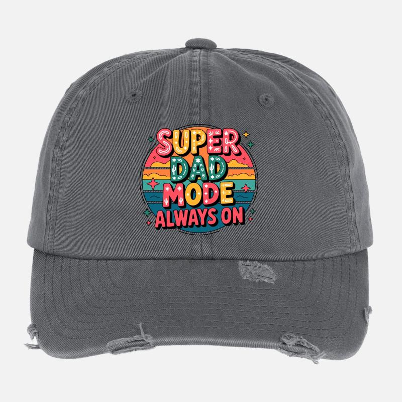 Super Dad Mode Always Active Flexfit Vintage Destroyed Cap