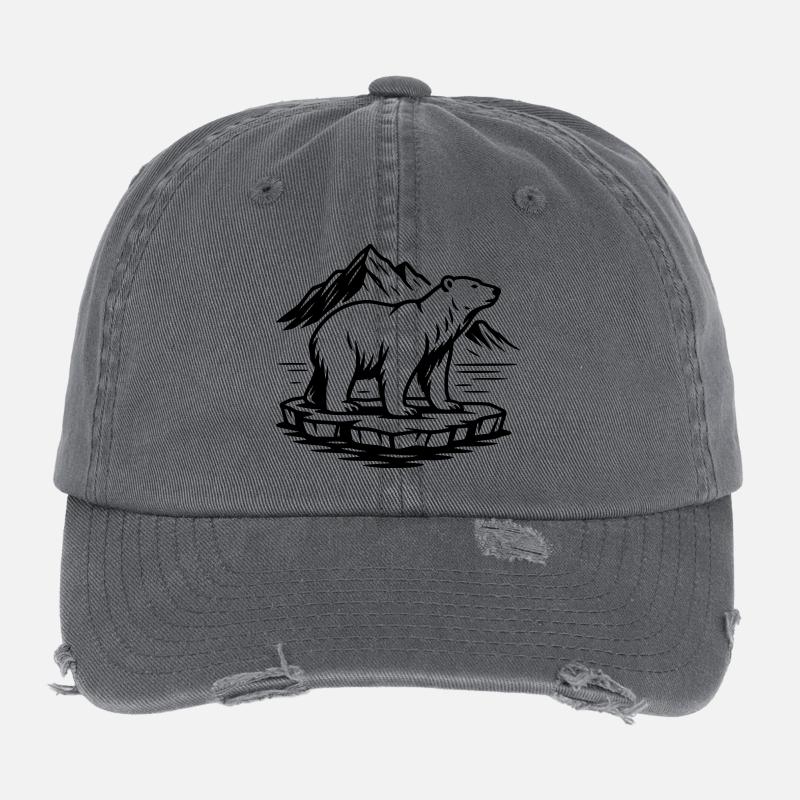 ours blanc Casquette vintage effet usé Flexfit