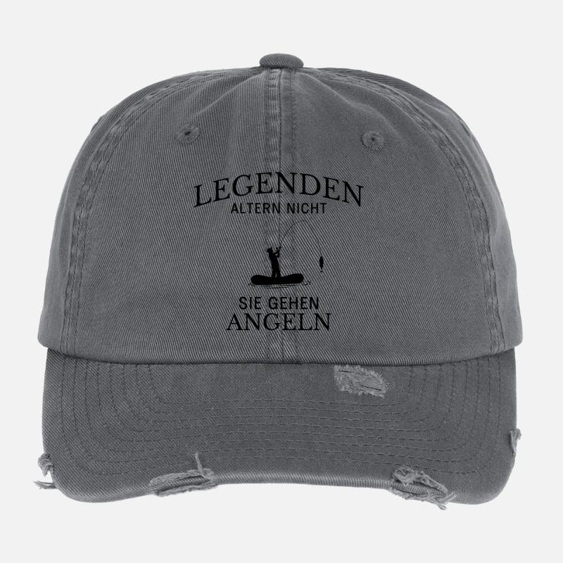 Legenden gehen Angeln Spruch Flexfit Vintage Destroyed Cap