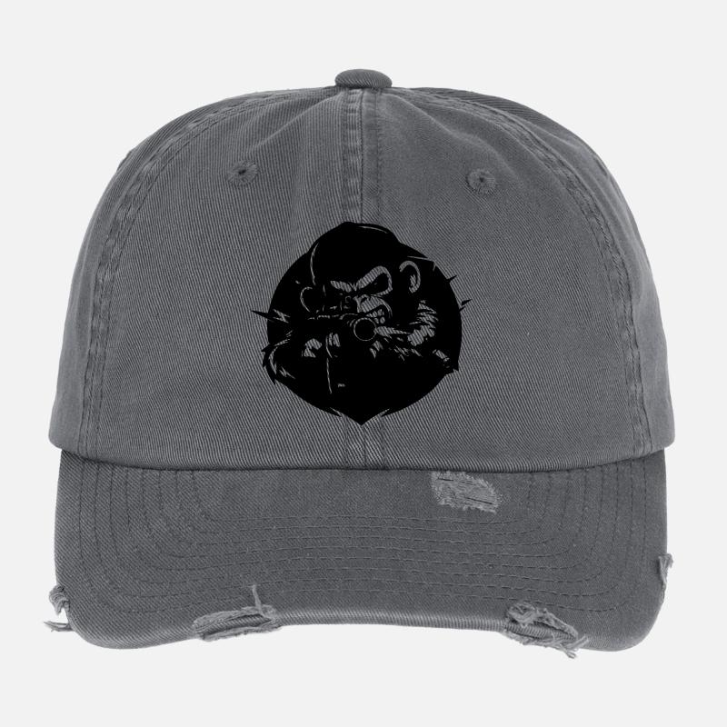 Singe avec fusil  Casquette vintage effet usé Flexfit