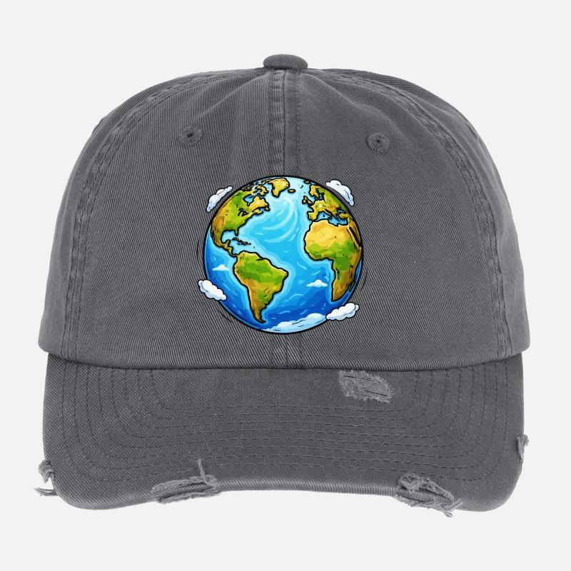Planète Terre Casquette vintage effet usé Flexfit