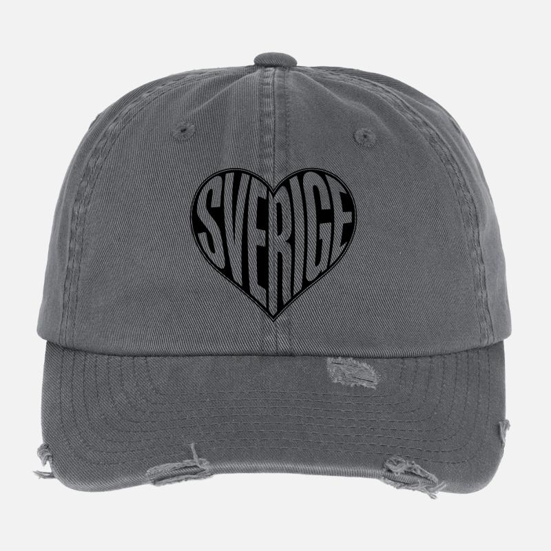 Sverige, Suède Heart - Couleur de design variable Casquette vintage effet usé Flexfit