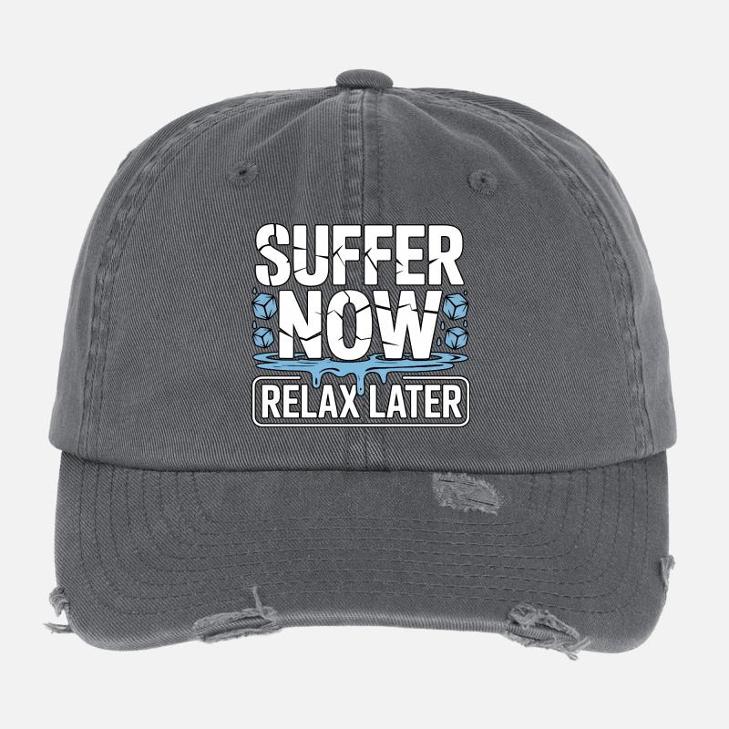 Suffer Now Relax Later Eisbaden Flexfit Vintage Destroyed Cap