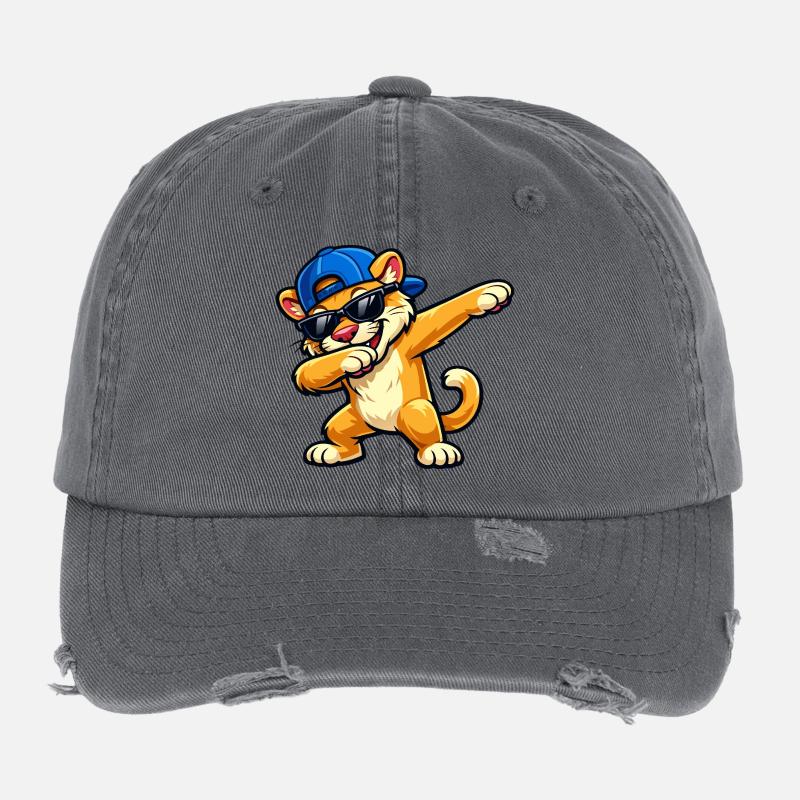 Dabbing Cougar Flexfit Vintage Destroyed Cap