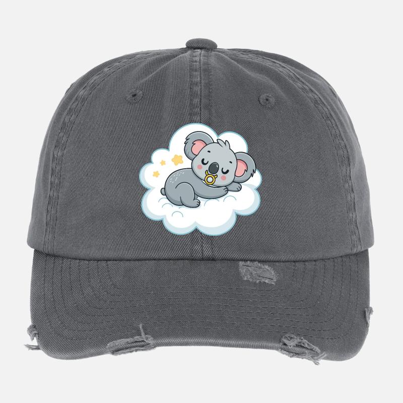 Traumhafter Koala auf Schnullerwolke Flexfit Vintage Destroyed Cap