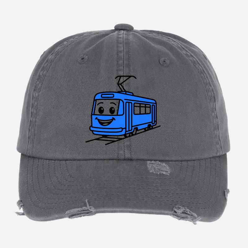 Dessin animé du tramway Casquette vintage effet usé Flexfit