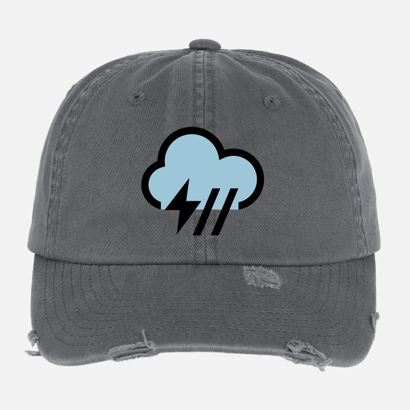 Tempête, icône de nuage d'orage, icône Casquette vintage effet usé Flexfit