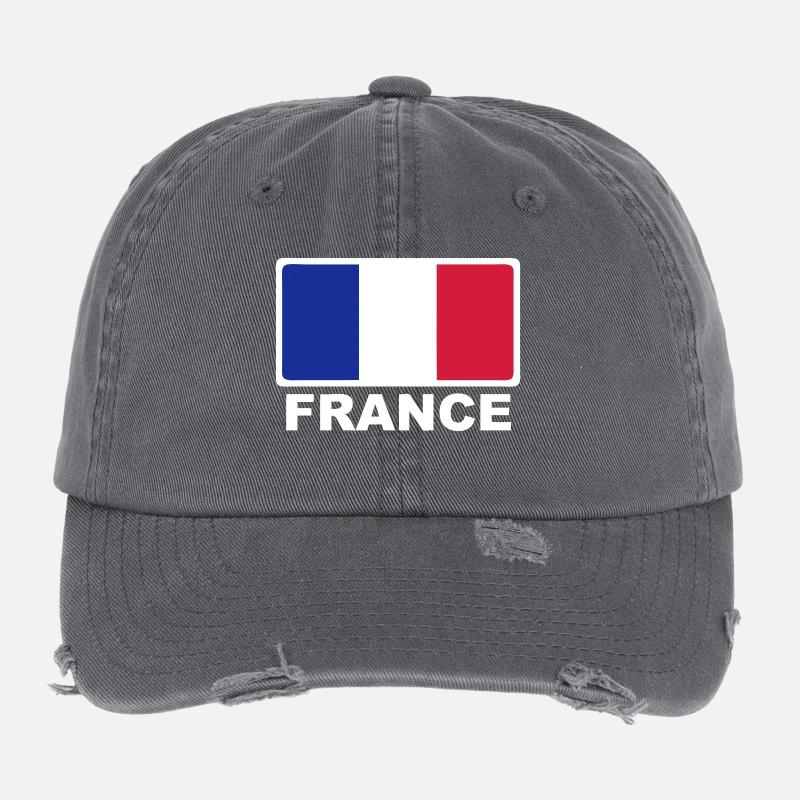 France drapeau tricolore Casquette vintage effet usé Flexfit