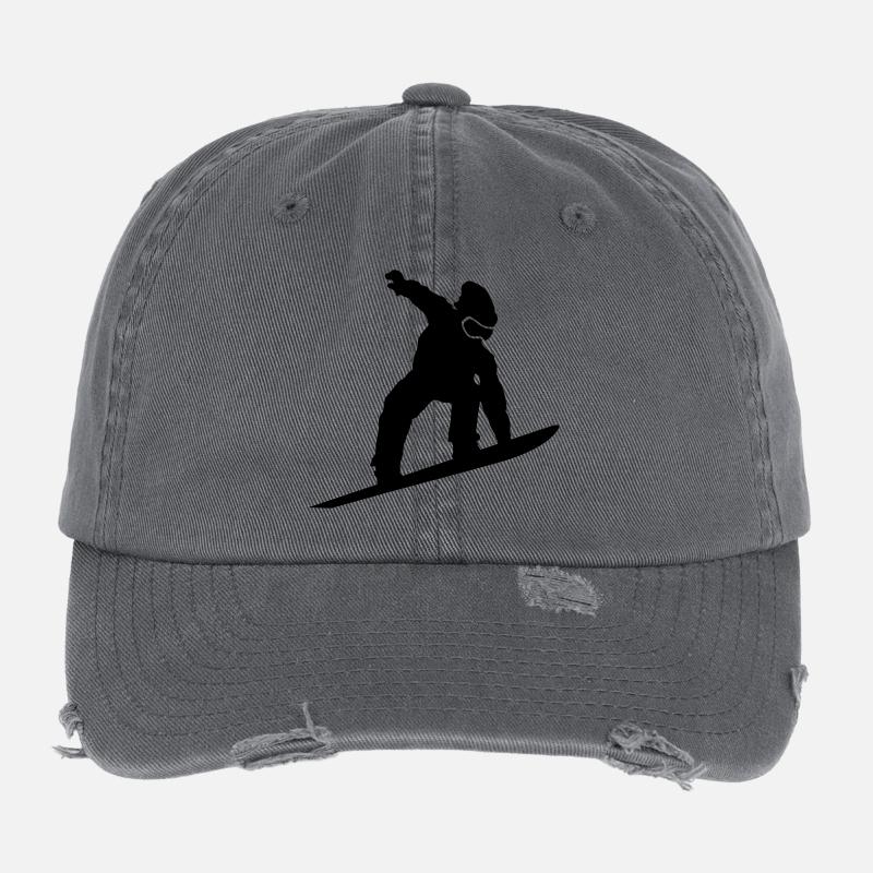Snowboarder Silhouette Flexfit Vintage Destroyed Cap