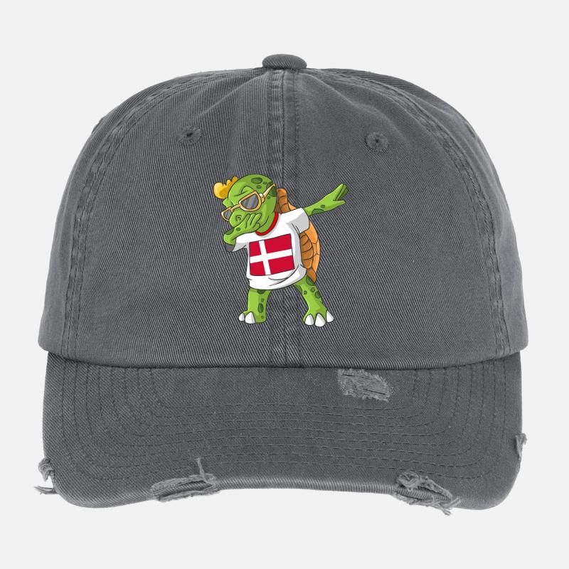 Denmark Dabbing turtle Flexfit Vintage Destroyed Cap