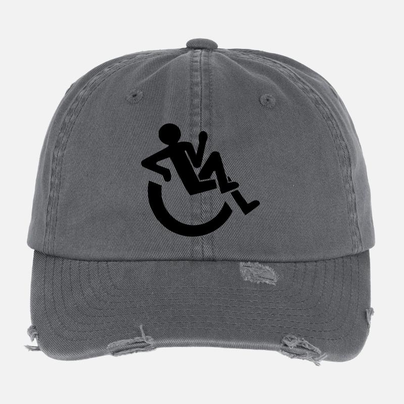Entspannter Rollstuhlfahrer, Roller, Behinderter # Flexfit Vintage Destroyed Cap