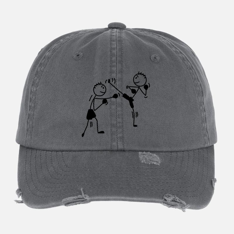 Kickboxen High Kick und Schläge Flexfit Vintage Destroyed Cap