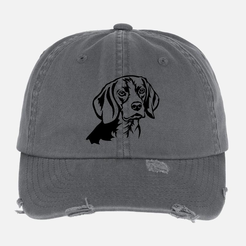 Beagle Kopf Flexfit Vintage Destroyed Cap