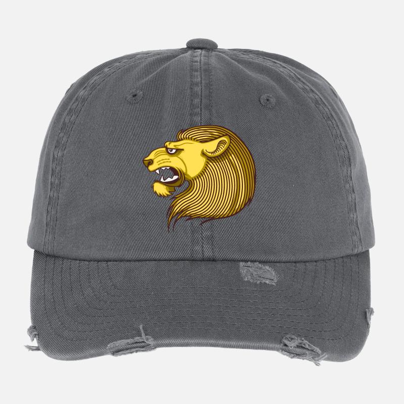 Portrait de lion Casquette vintage effet usé Flexfit