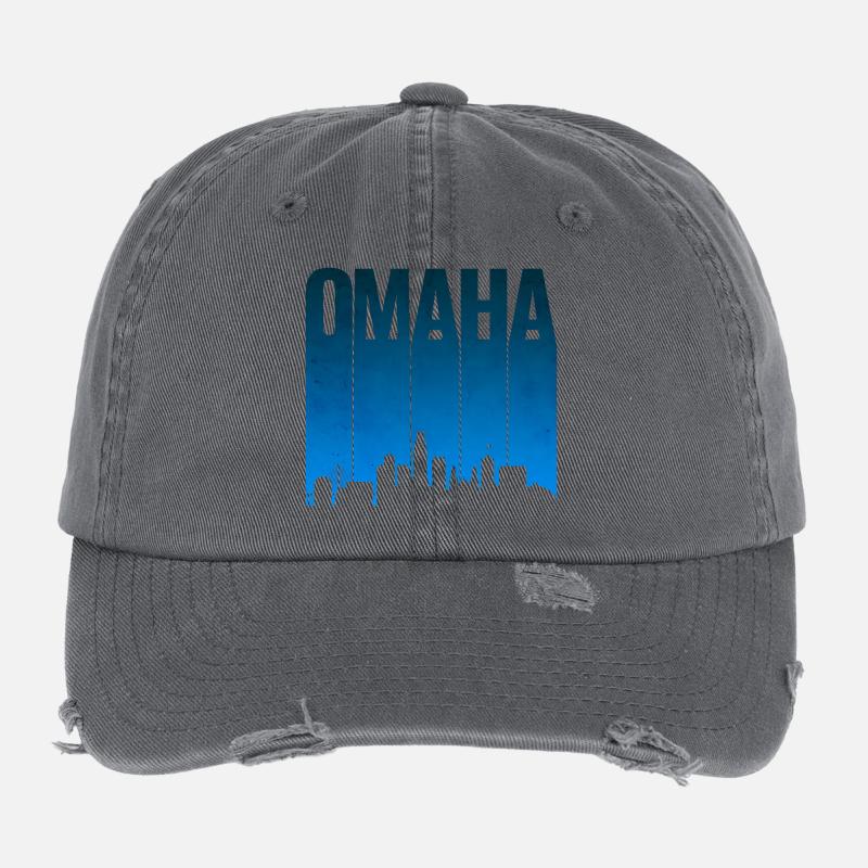 Omaha Skyline Blau Gradient Flexfit Vintage Destroyed Cap