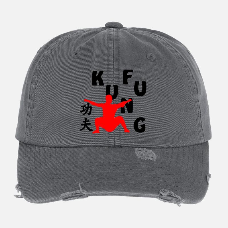 Shaolin monk shadow figure Flexfit Vintage Destroyed Cap