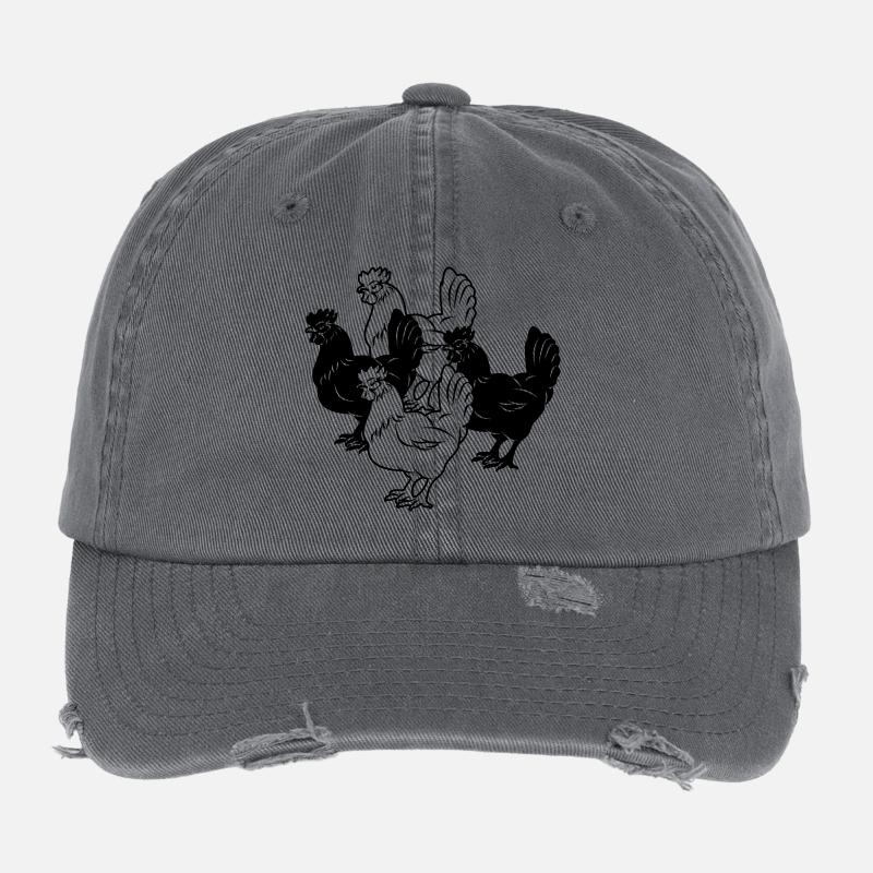 Hühner vier Stück Flexfit Vintage Destroyed Cap