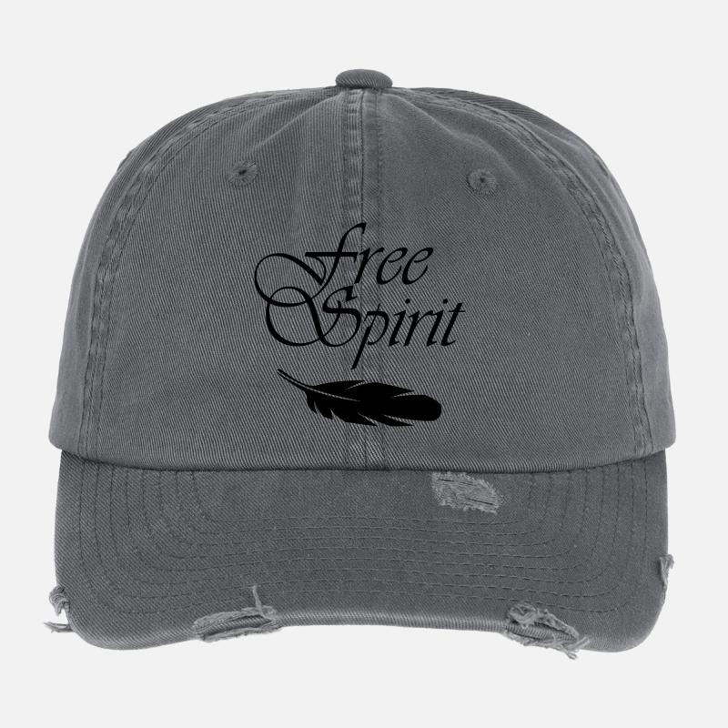 "Free Spirit- Feather" Flexfit Vintage Destroyed Cap