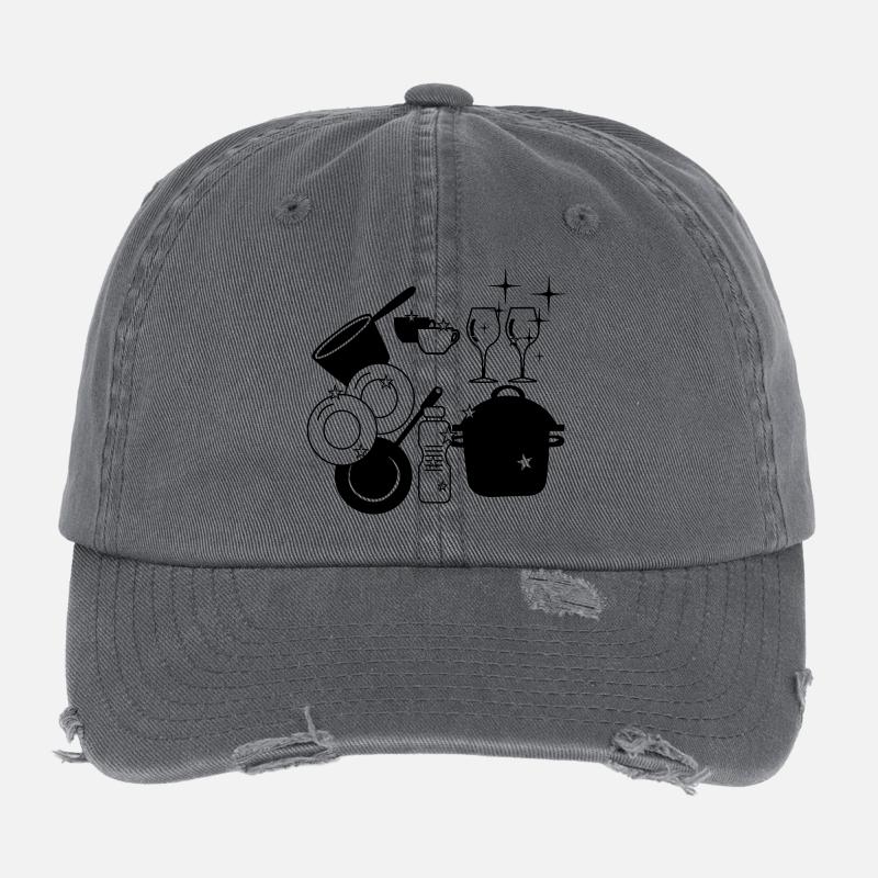 Dishes clean dishwashing logo Flexfit Vintage Destroyed Cap