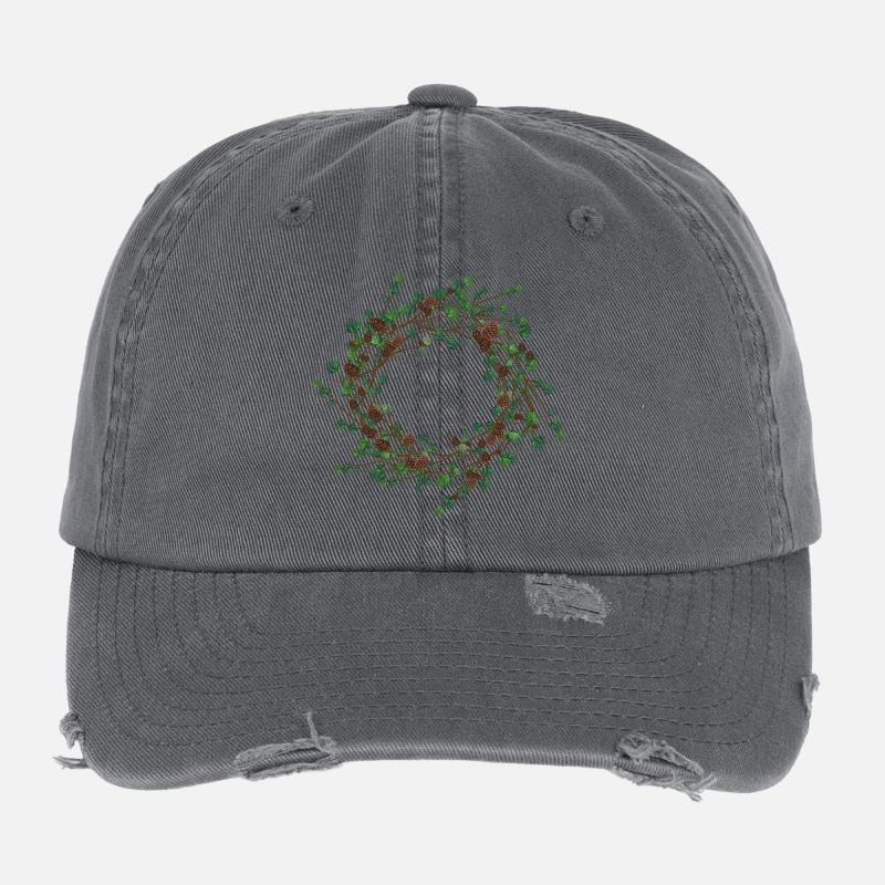 beautiful larch cones on a larch wreath Flexfit Vintage Destroyed Cap