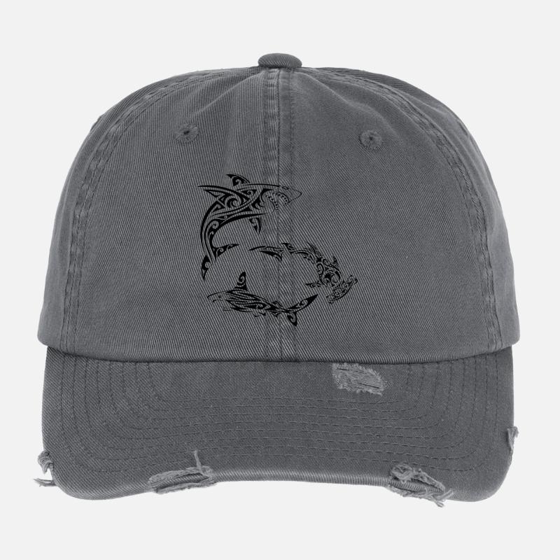 Polynesian Black Sharks Flexfit Vintage Destroyed Cap