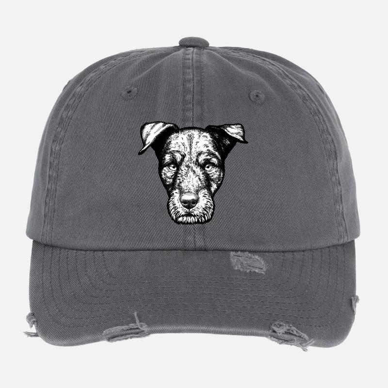 Portrait de Terrier de chasse Casquette vintage effet usé Flexfit