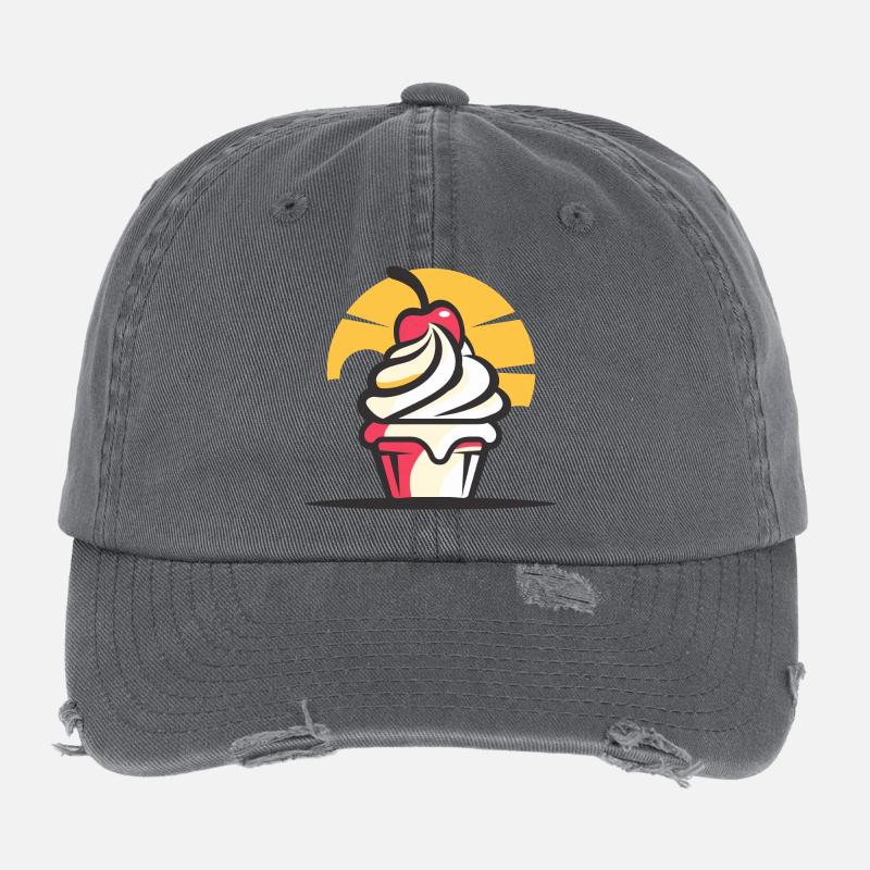 Dessin de crème glacée Casquette vintage effet usé Flexfit