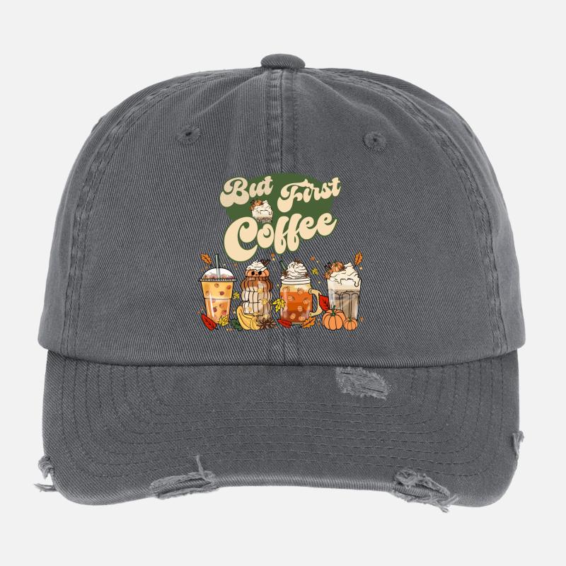 Mais d’abord Café - Pumpkin Spice Latte Retro Casquette vintage effet usé Flexfit