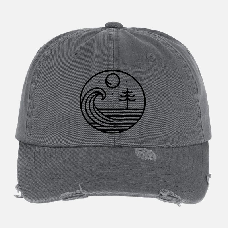 Nature in harmony – wave and moon in circulation Flexfit Vintage Destroyed Cap