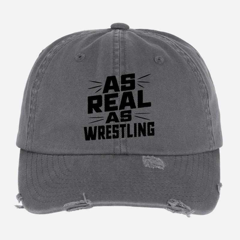 As Real as Wrestling Flexfit Vintage Destroyed Cap