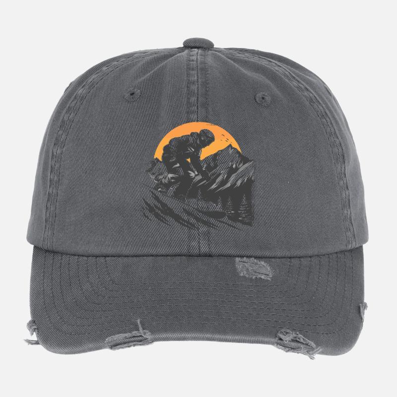 Dessin de snowboarder Casquette vintage effet usé Flexfit
