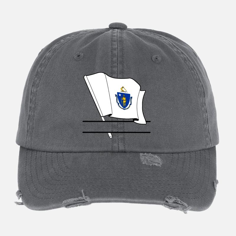 Bannière de texte Flag Massachusetts Casquette vintage effet usé Flexfit