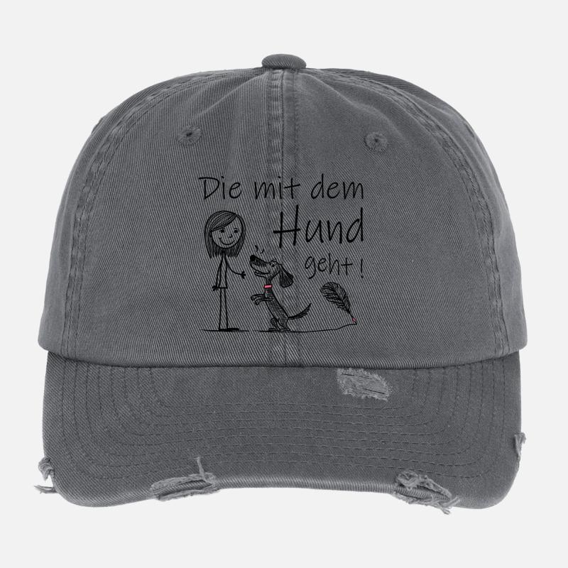Qui va avec le chien ! Casquette vintage effet usé Flexfit