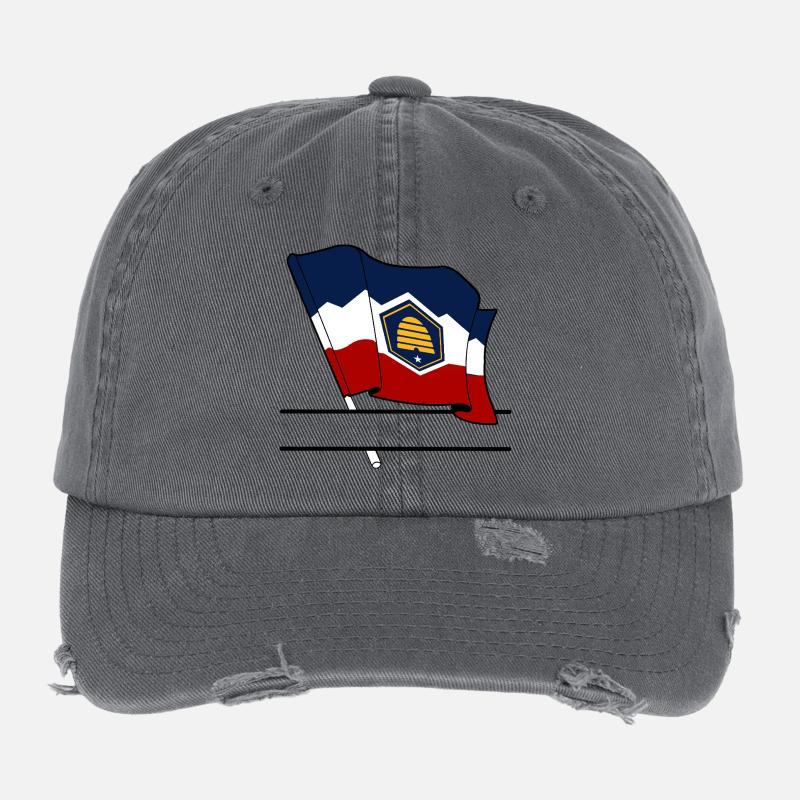 Drapeau Utah bandeau de texte Casquette vintage effet usé Flexfit