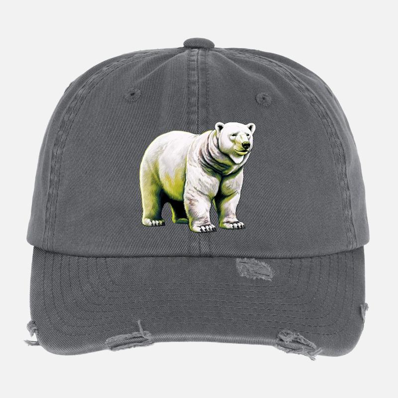 Ours polaire blanc Casquette vintage effet usé Flexfit