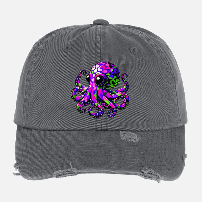 Pieuvre Casquette vintage effet usé Flexfit