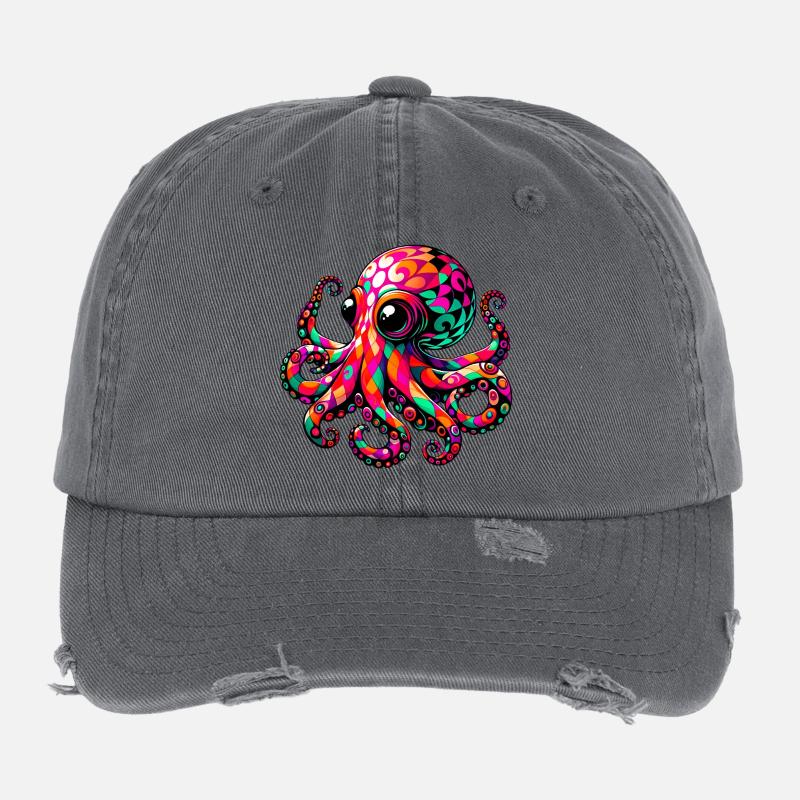 Pieuvre Casquette vintage effet usé Flexfit