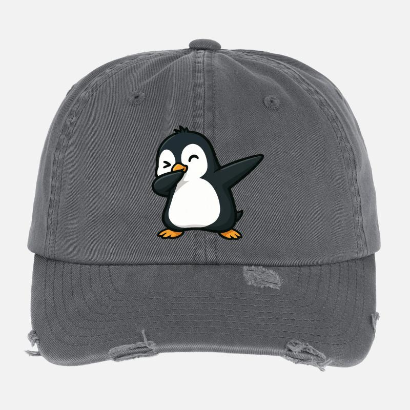 pingouin mignon dabbing cool dessin animé clin d’œil Casquette vintage effet usé Flexfit