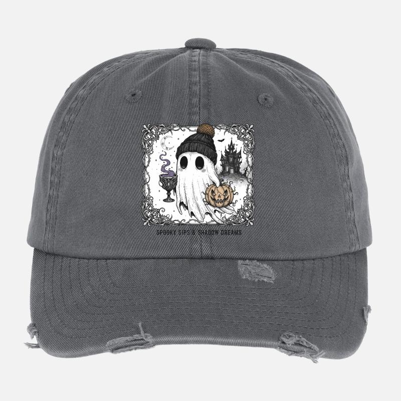 Spooky Ghost Vibes Flexfit Vintage Destroyed Cap