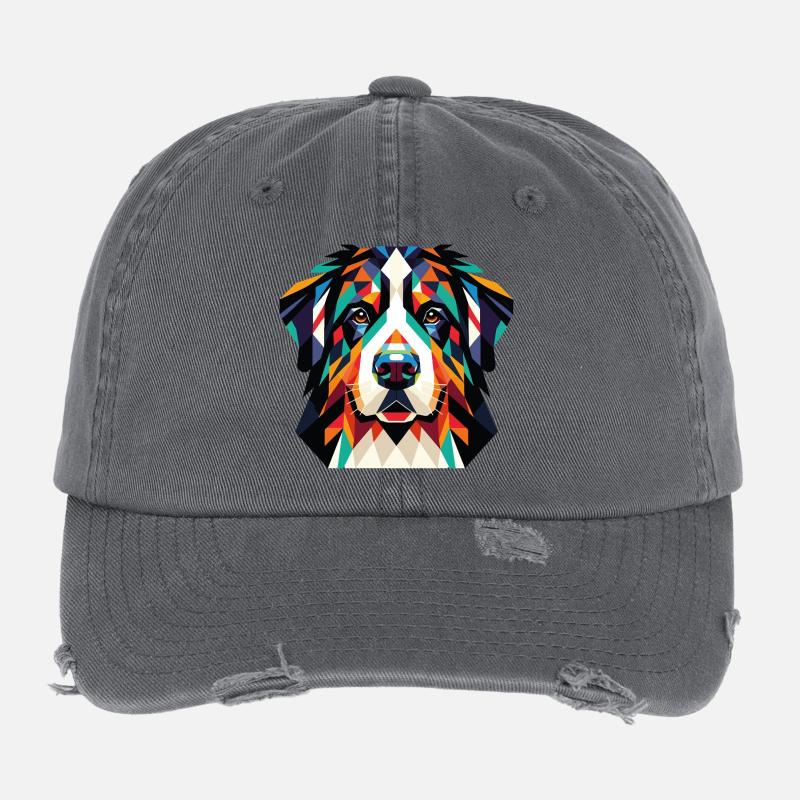 Geometric prism dog – Colored face Flexfit Vintage Destroyed Cap