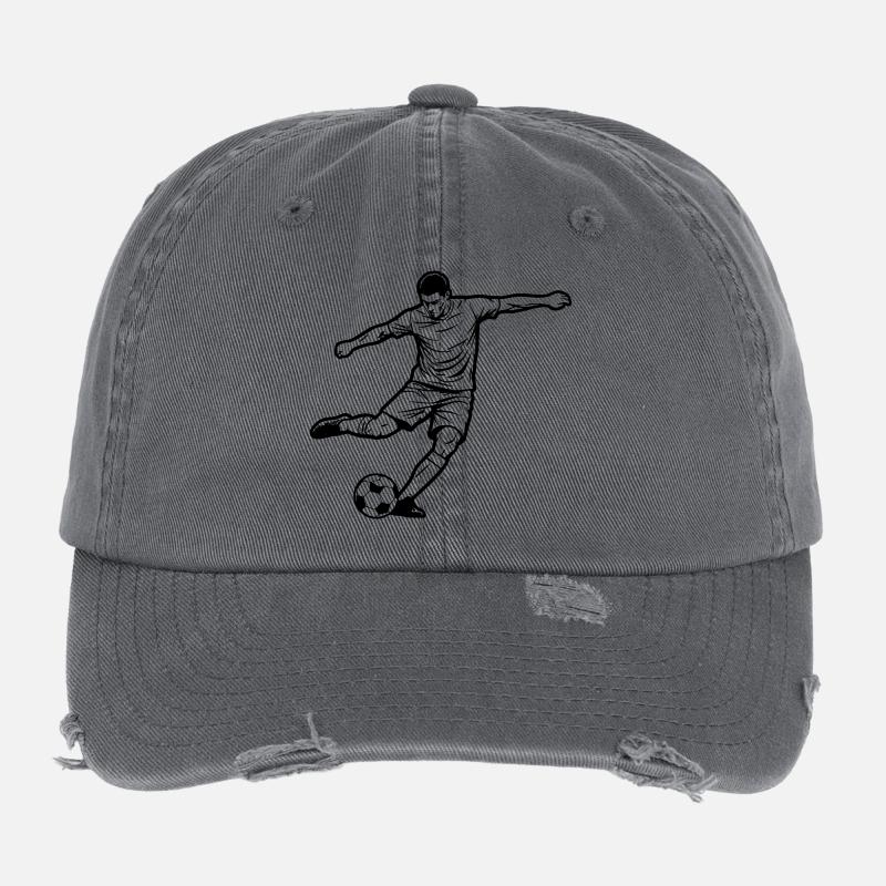 Fußball Spieler Schuss Torjäger Vektor Flexfit Vintage Destroyed Cap