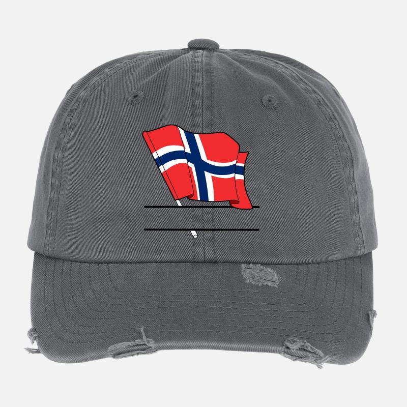 Norway Flag – Custom Text Flexfit Vintage Destroyed Cap