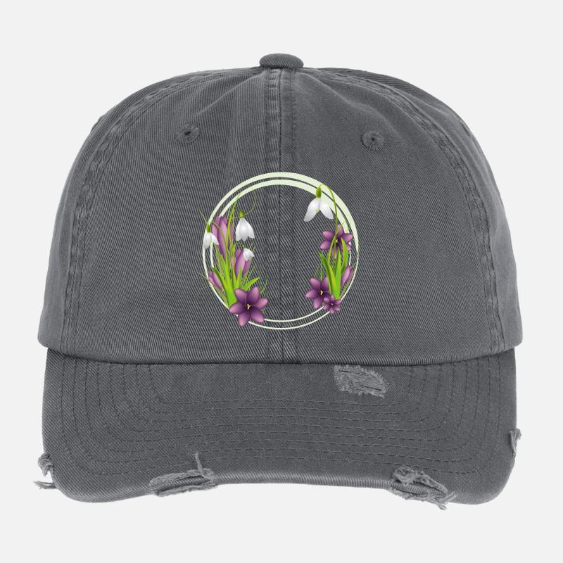 Perce-neige et crocus – Couronne au printemps Casquette vintage effet usé Flexfit