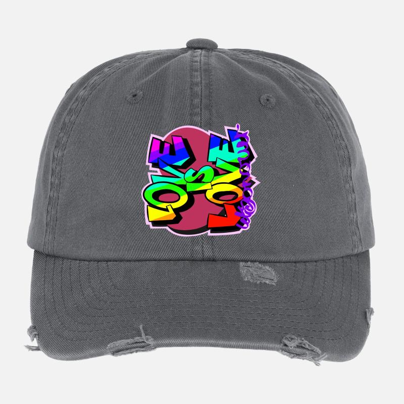 Bunte Graffiti-Wörter Flexfit Vintage Destroyed Cap