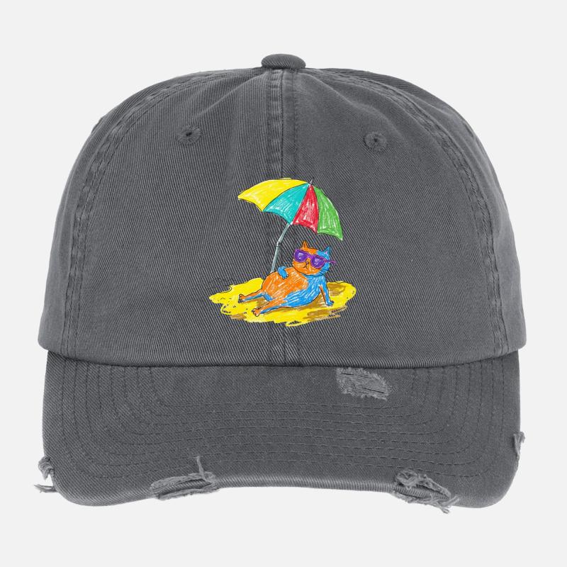 Des chats sur la plage Casquette vintage effet usé Flexfit