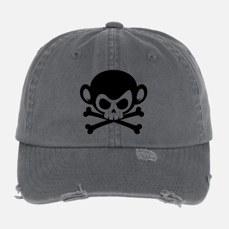 Singe crâne aux os croisés Casquette vintage effet usé Flexfit