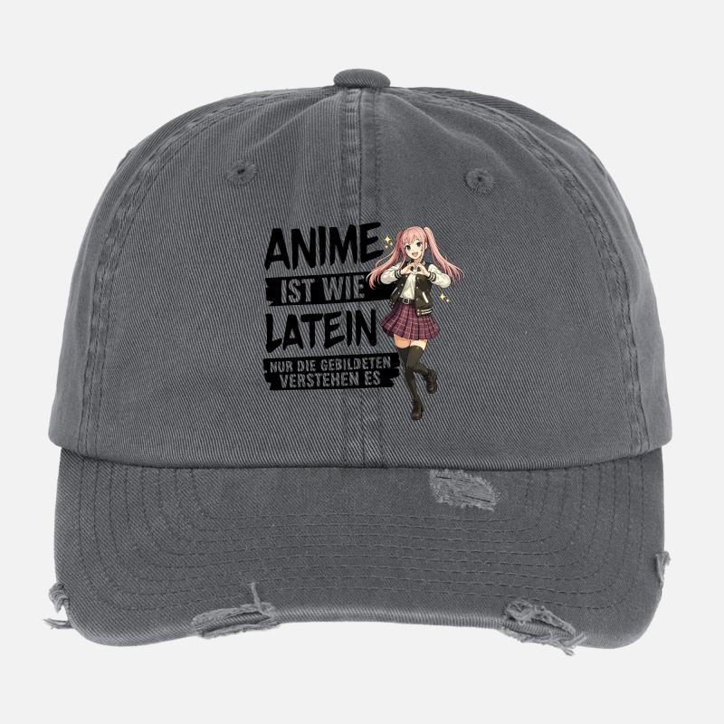 Anime Schulmädchen Herzpose Flexfit Vintage Destroyed Cap