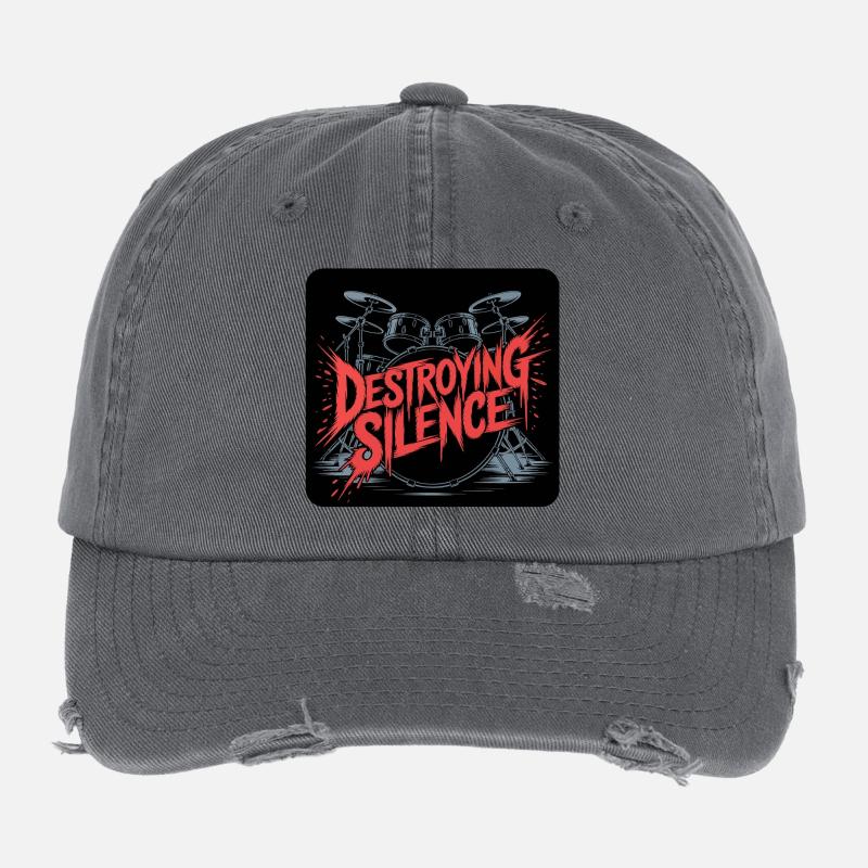 Schlagzeuger Drumset Design Flexfit Vintage Destroyed Cap