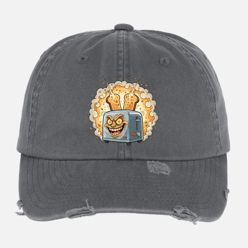 Lachender Toaster Krümel Explosion Flexfit Vintage Destroyed Cap