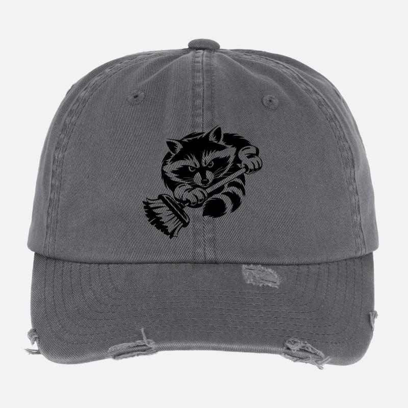 Waschbär mit Wischmopp – Putzprofi Flexfit Vintage Destroyed Cap